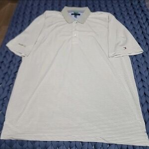 Tommy Hilfiger Men's Polo Shirt - Cream Stripes